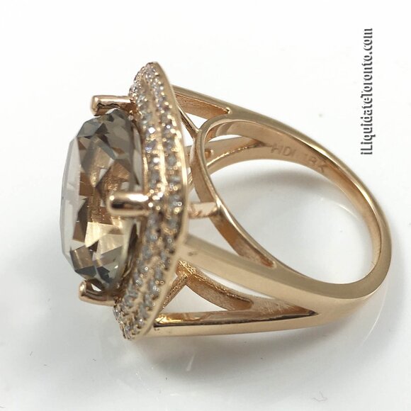 Gorgeous 18K Rose Gold Smoky Quartz and Diamond Ring. Over 1CT in Diamonds! - Picture 2 of 10
